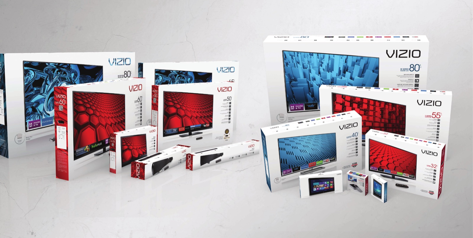 VIZIO product packaging on marble